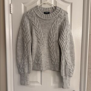 Express Light Gray Cable Knit Sweater
